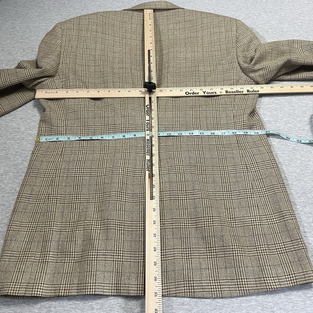 Vintage Bill Blass Glen Check Sports Jacket Blazer Mens 42 Tan Silk Blend - Picture 15 of 16